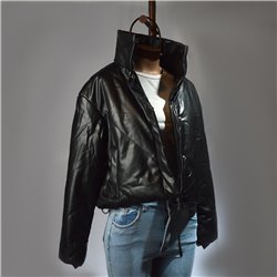 Mujer campera ecocuero abrigo cintura ajustable