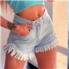 Mujer Short jean rigido desflecado frente estrass bolsillos