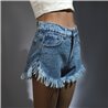 Mujer Short jean rigido desflecado frente estrass bolsillos