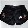 Mujer short algodon rustico bordado flor tiras 4261