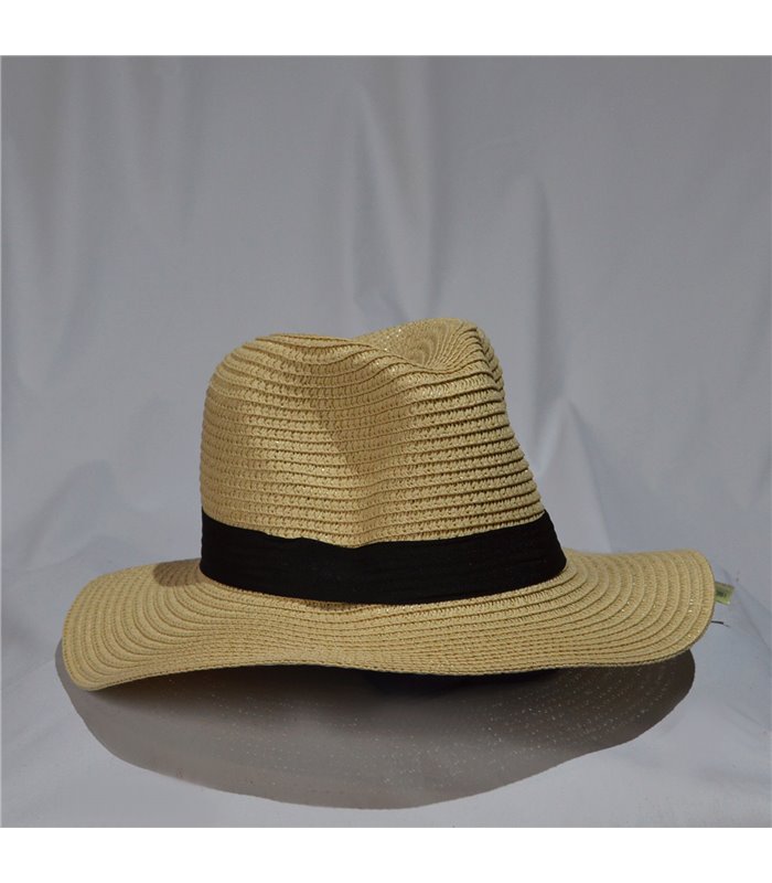 Sombrero tipo yute detalle cinta negra
