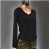 Mujer Remera morley algodon mangas largas escote V