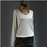 Mujer Remera morley algodon mangas largas escote V