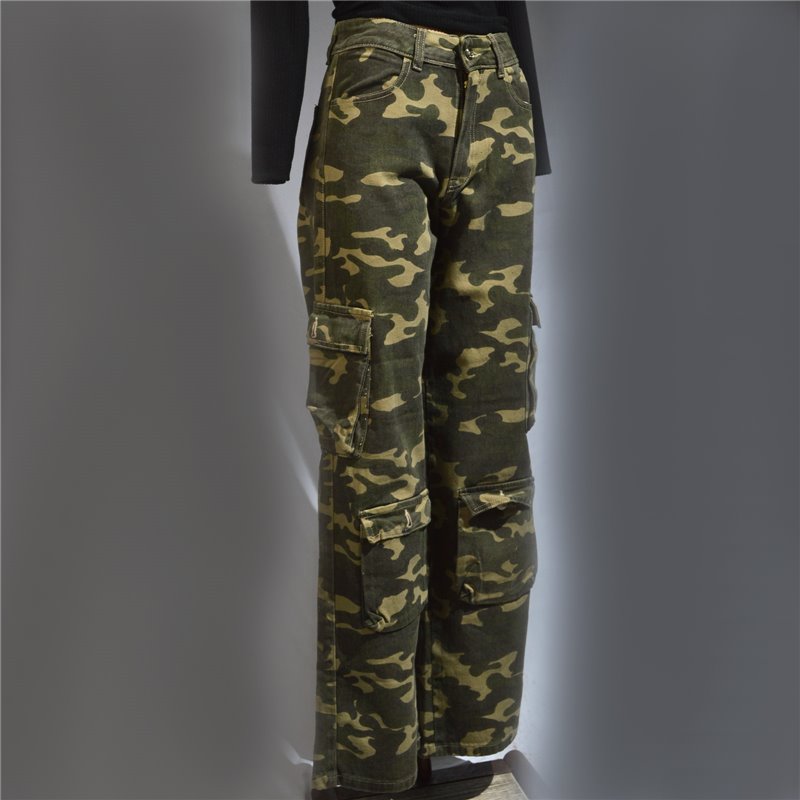 Mujer pantalon cargo jean camuflado