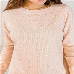 Mujer Sweater bremer elastizado tachas medias perlas