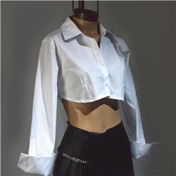 Mujer Camisa fibrana corta elastico cintura elastica -NAT