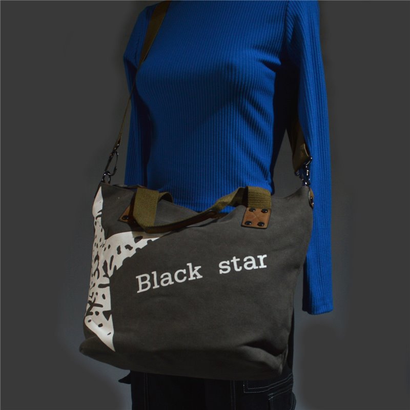 Bolso lona black star doble manija ESTRELLA