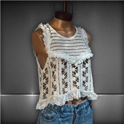 Mujer Musculosa crochet combinada broderie - KAL