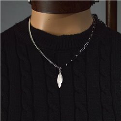 Colgante Acero quirurgico cadena combinada dije pluma