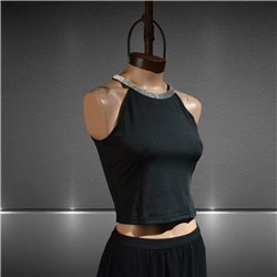 Mujer Musculosa lycra cinta cuello estrass - LOG