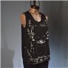 Mujer Musculosa gasa frente bordado flor lentejuelas doradas