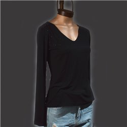 Mujer Remera morley mangas largas frente estrass