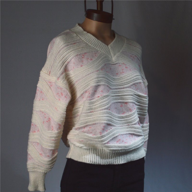 Mujer Sweater lana combinado ondas