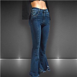 Mujer Pantalon jean elastizado oxford desflecado costura adelante -BEL