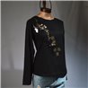 Mujer Remera algodon mangas largas frente bordado lentejuelas flores