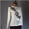 Mujer Remera algodon mangas largas frente bordado lentejuelas flores