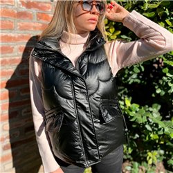 Mujer Chaleco puffer bolsillos cintura ajustable