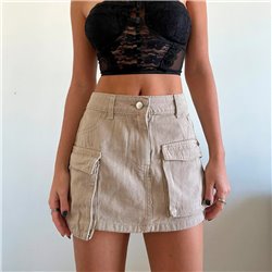 Mujer Pollera jean cargo mini