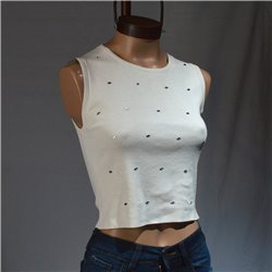 Mujer Musculosa tejida frente tachas espejadas