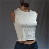 Mujer Musculosa tejida frente tachas espejadas