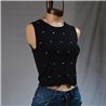 Mujer Musculosa tejida frente tachas espejadas