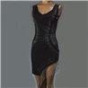 Mujer Vestido musculosa lycra combinado tull irregular flecos estrass