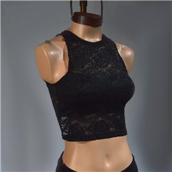 Mujer musculosa encaje elastizado