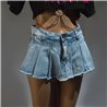 Mujer short jean pollera frente tablitas