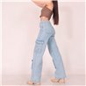 Mujer pantalon jean cargo elastizado