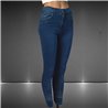 Mujer pantalon jean chupin elastizado brillo en botamangas