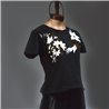 Mujer Remera algodon frente bordado lentejuelas flores