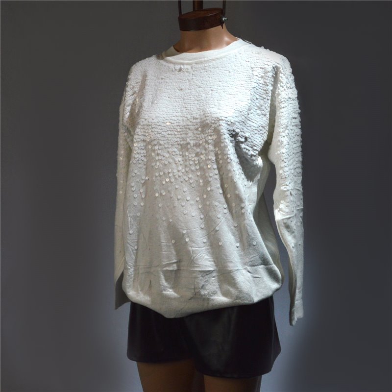 Mujer Sweater bremer elastizado frente bordado lentejuelas degrade