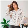 Mujer Cardigan bremer elastizado frente bordado lentejuelas print