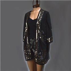 Mujer Kimono creep bordado lentejuelas pavo real