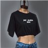 Mujer Remera algodon corta cintura frunce estampa letras -NA