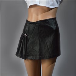 Mujer Short pollera engomada frente cadena -NAT