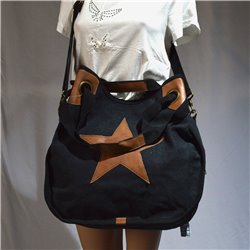 Bolso Lona doble manija frente aplique estrella - GO