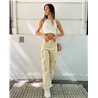 Mujer pantalon jean cargo triple bolsillos