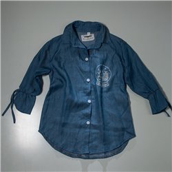 Nena camisa jean tiras en manga estampa  BON VAYAGE