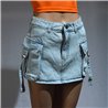 Mujer Pollera jean cargo bolsillo argolla - BL