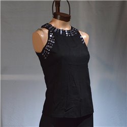 Mujer Musculosa modal cuello y mangas piedras espejo - FR