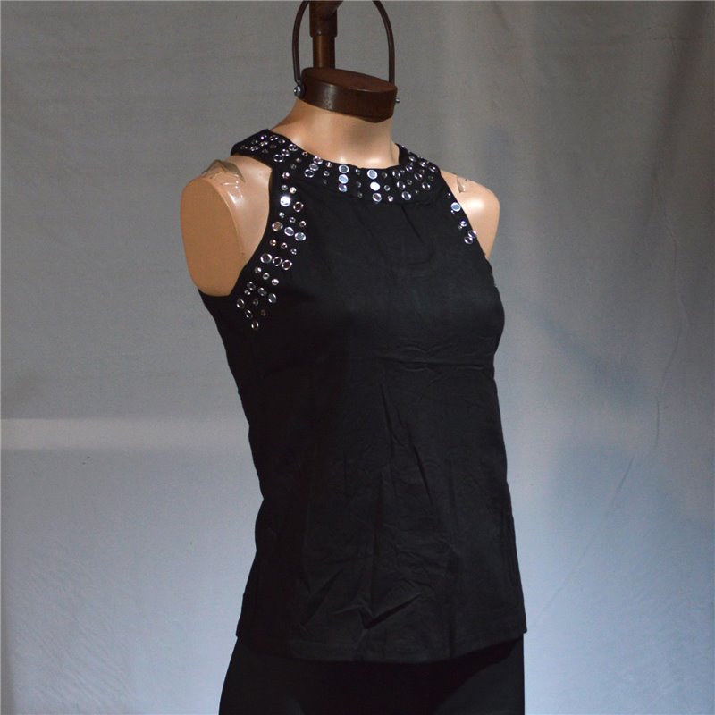 Mujer Musculosa modal cuello y mangas piedras espejo - FR