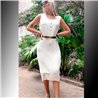 Mujer Vestido lino superpuesto frente botones - FR