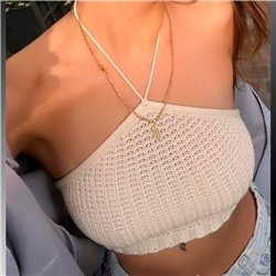 Mujer Top tejido tira en cuello - TY