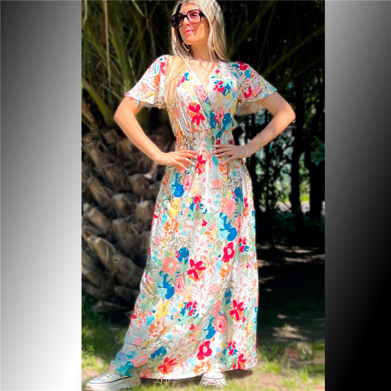 Mujer Vestido fibrana largo estampa flores - FRA