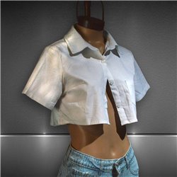 Mujer Camisa lino corta lisa - NAT