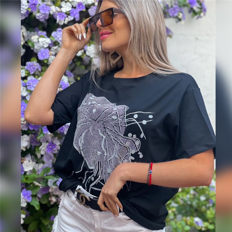 Mujer Remeron algodon estampa silueta mujer brillo - FRA