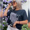 Mujer Remeron algodon estampa silueta mujer brillo - FRA