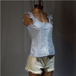 Mujer Musculosa broderie cuello y mangas volados frente botones - FRA