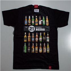 Hombre remera algodon estampa botellas marcas de cerveza